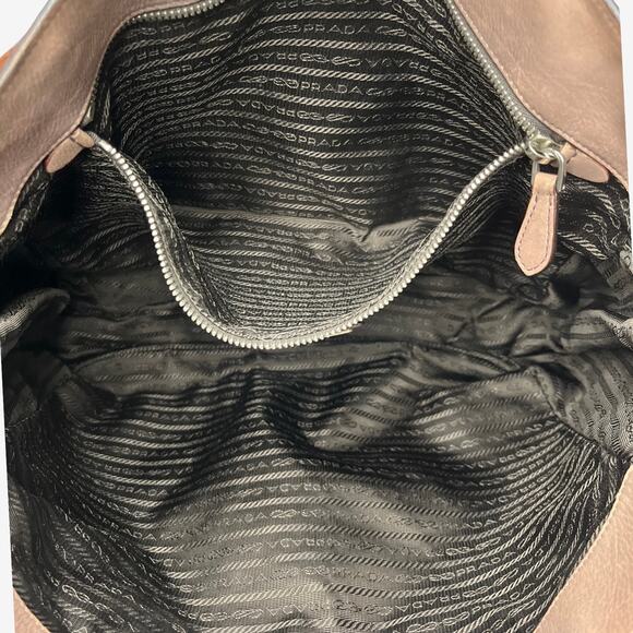 Prada Ombre Leather Tote Bag Brown Gradient Large Satchel Shoulder Bag - Picture 12 of 16